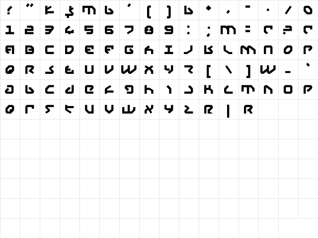 Yahren Regular  glyph index