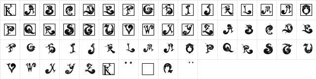 RococoCoquete Regular  glyph index