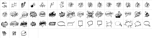 Comic Boom Elements_DEMO Regular  glyph index