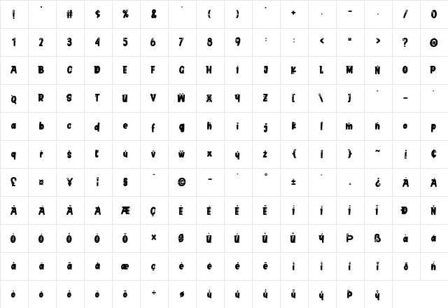 Valentine Whisper Regular  glyph index