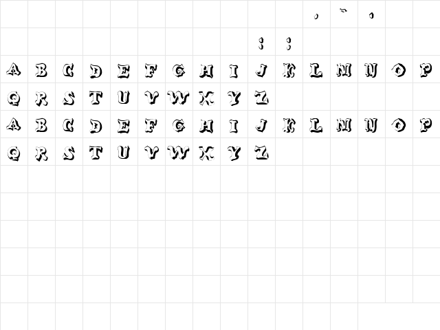 Withered 1 Regular  glyph index