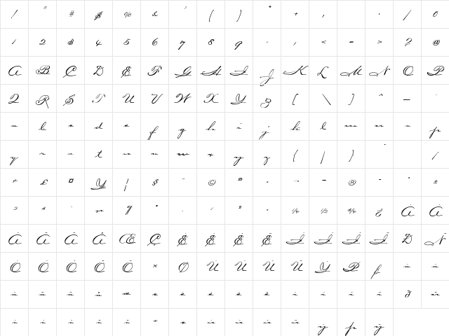 Carpenter ICG Regular  glyph index