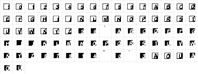 ABCLogosXYZCrazy Regular  glyph index