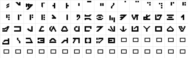 GalacticMini Regular  glyph index
