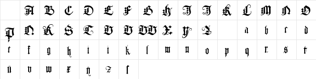 JGJ D&#56690 Gothic Regular  glyph index