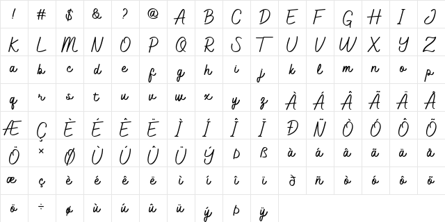 Jathafa Demo Regular  glyph index