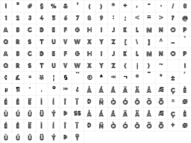 Budmo Jiggler  glyph index