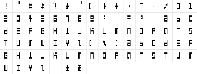 Epps Evans Narrow  glyph index