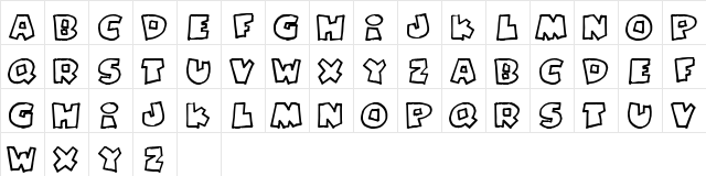 PizzaDudeFatOutline Regular  glyph index