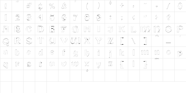 ThorntonOutline Regular  glyph index