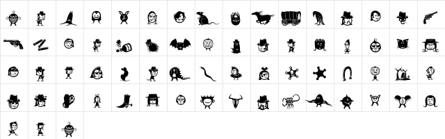 GhostTown Regular  glyph index