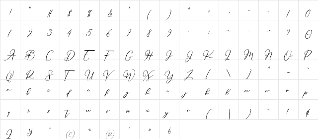 William Regular  glyph index