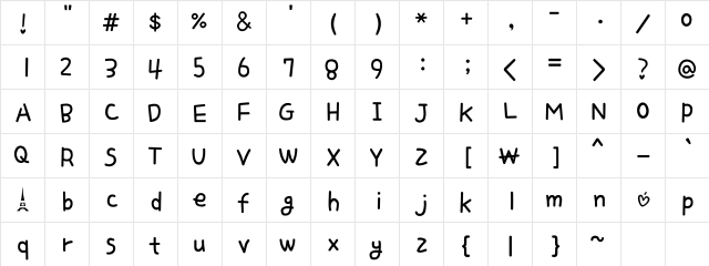 Love Letter Regular  glyph index