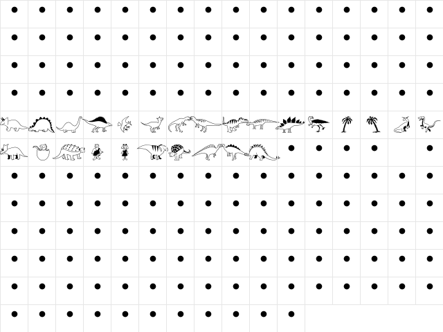 Dinosaurs MT Regular  glyph index