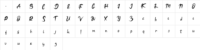 Fabiano Caruna Regular  glyph index