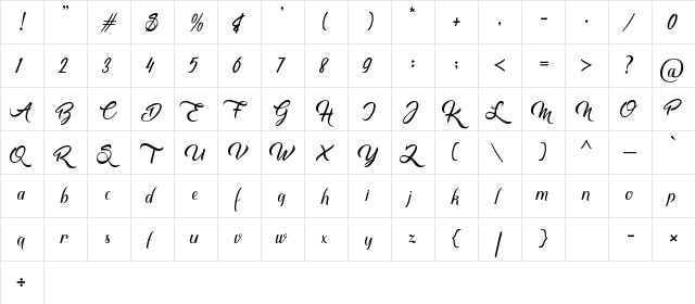 Mbuhya Regular  glyph index