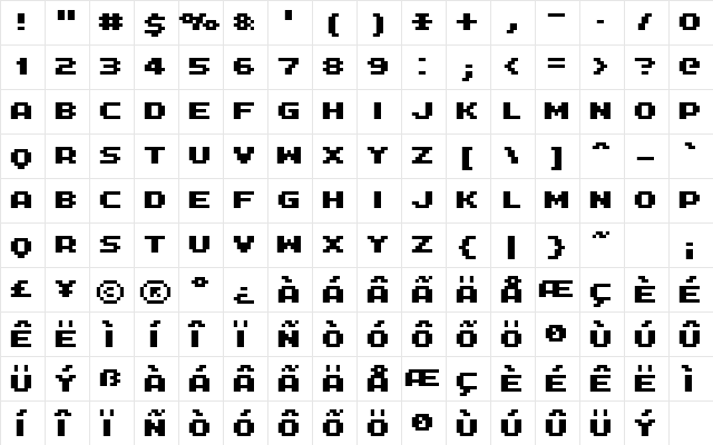 FFF Interface02b Regular  glyph index