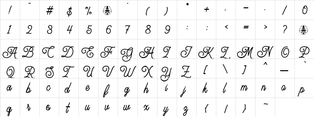 FInezia Personal Use Only Regular  glyph index
