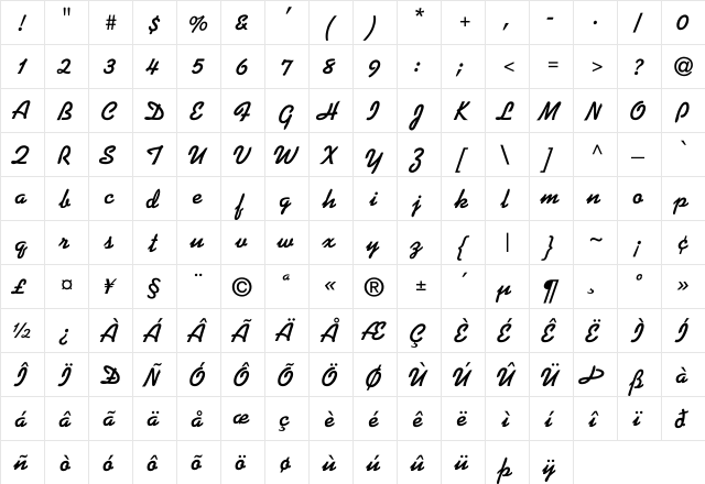 Kaufmann-Bold Regular  glyph index