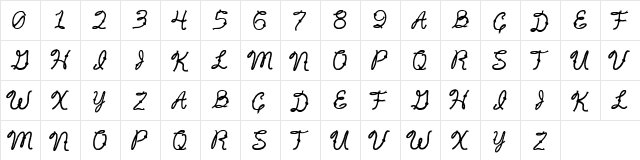 Rope5 Regular  glyph index