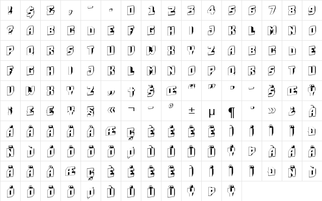 a_Simpler3DSiftUp Regular  glyph index