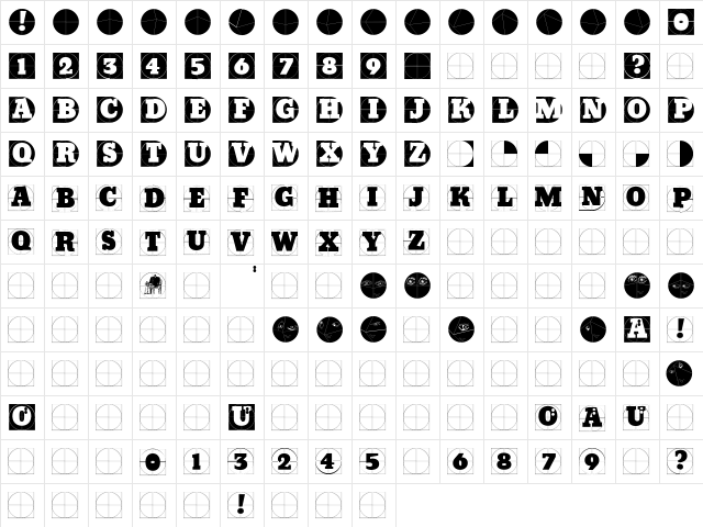 GridConcreteDue Regular  glyph index