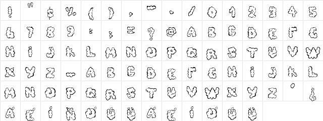defecafont Regular  glyph index