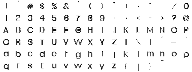 Core 7 Regular  glyph index