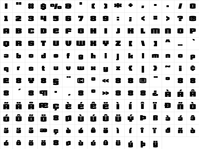 Armada Regular  glyph index