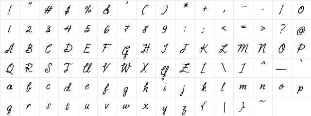 PC Licorice Regular  glyph index