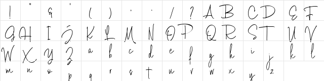 Tosca Beauty Demo Regular  glyph index