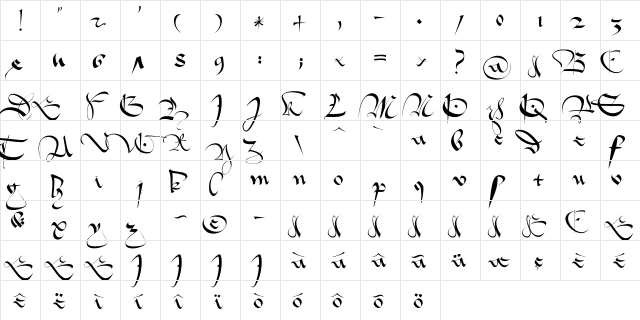 1413 Cursive Regular  glyph index