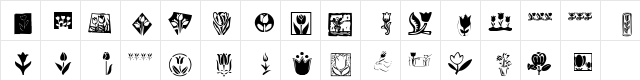 KR Tulips Regular  glyph index