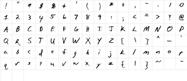 Paulson Regular  glyph index