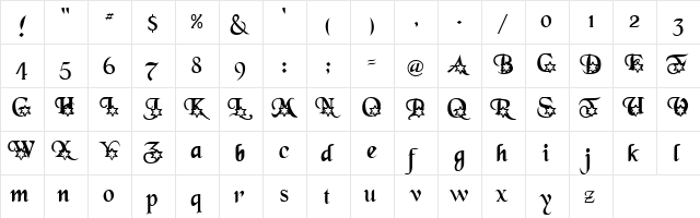 DP AlphaStars Regular  glyph index