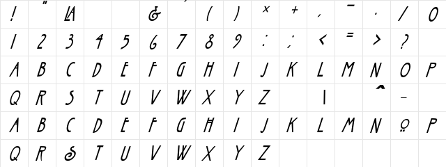 Nouveau-Condens Regular  glyph index