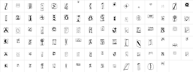 PC Randsom Note Regular  glyph index