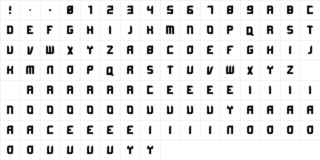 Loncazt Regular  glyph index