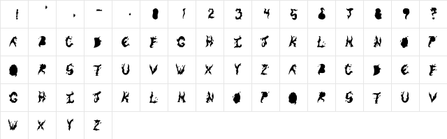 Keneel Messy Regular  glyph index