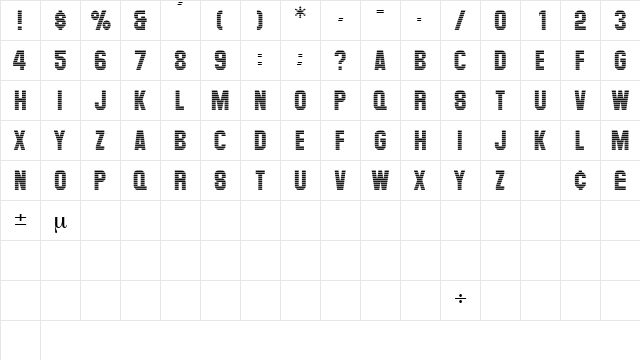 LevelorDisplayCapsSSK Regular  glyph index