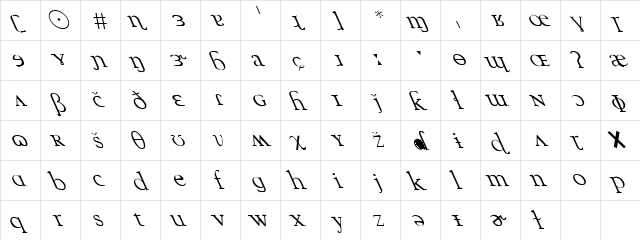 Mustang 2 Regular  glyph index