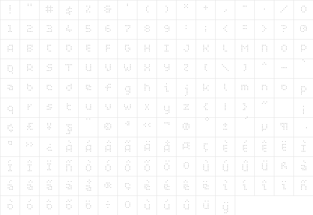 WC PIXHOLE Thin Bta Regular  glyph index