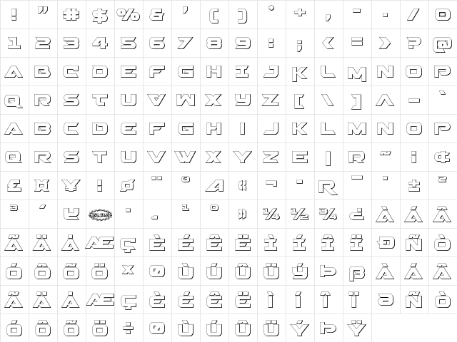Gemina 2 3D Regular  glyph index