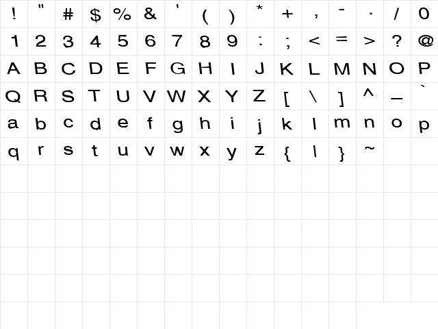 Communication 5 Regular  glyph index