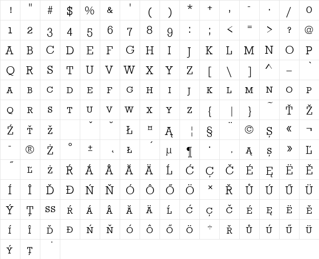 RoctusSCTEELig Regular  glyph index