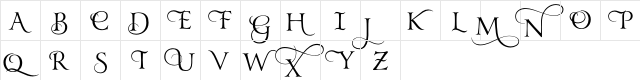 Yana R SwashCapsII Regular  glyph index