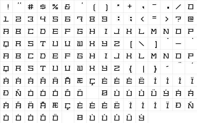 Out of sight Regular  glyph index