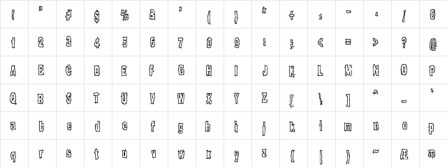 Hack & Slash BRK Regular  glyph index