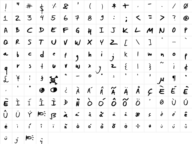 dwerneck Regular  glyph index