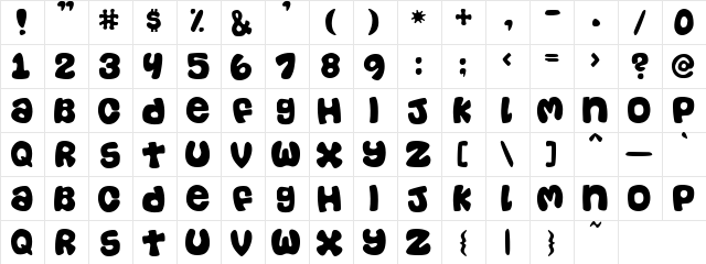 Mama Cow Regular  glyph index